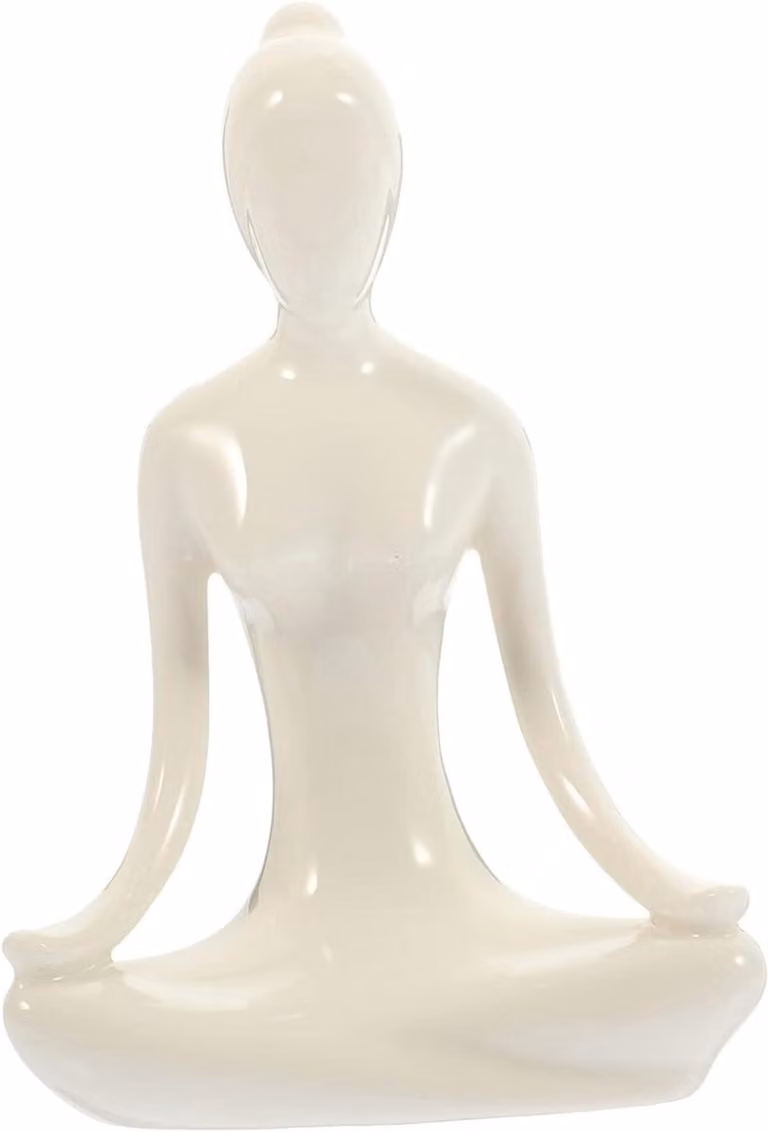 Wit Keramisch Meditatie Yoga Beeldje - Ornament Vrouw in Yoga Houding - 85 Gram