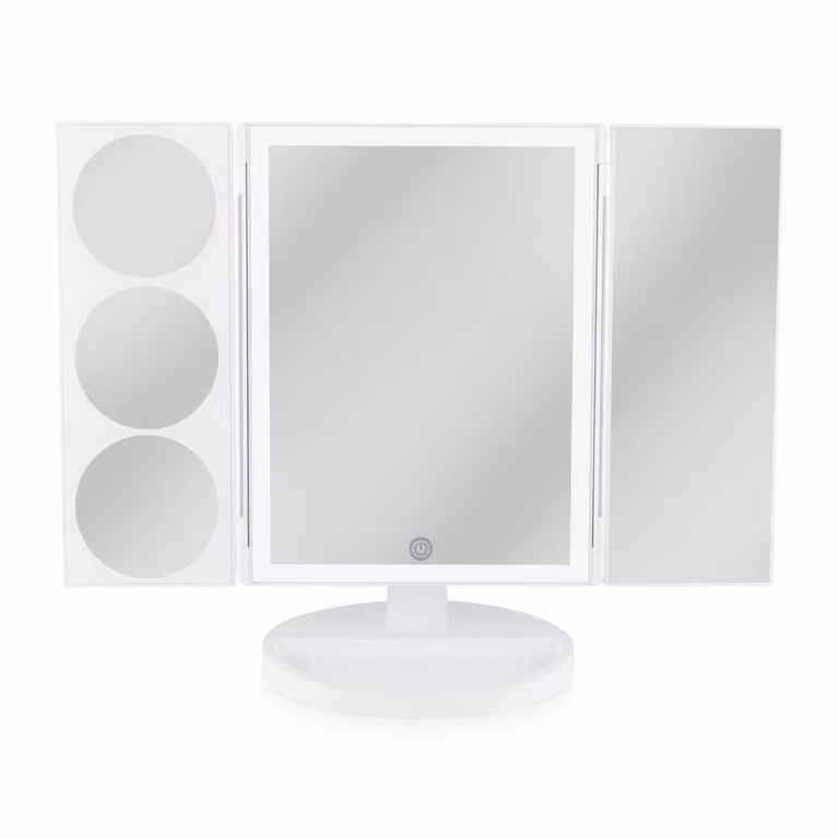 Rio-Beauty Opvouwbare make-up spiegel RIO MMFS met LED-verlichting en verstelbare hoek voor op tafel
