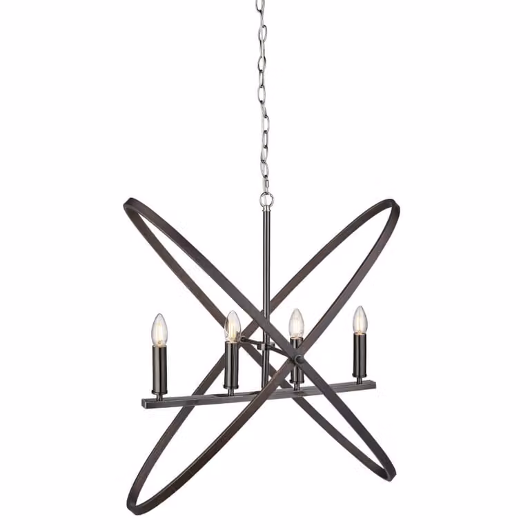 Hoopla Searchlight klassieke hanglamp 4-lichts - Zwart