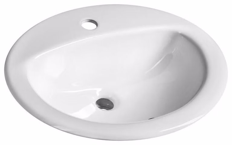 Aqualine keramische inbouw wastafel, wit, B: 52 cm, D: 45 cm