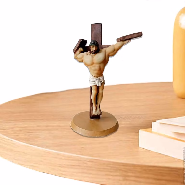 Jezus Decor Religieus Beeld met Gespierd Ontwerp, Gekleurd, B/D/H: 20 x 13 x 10 cm