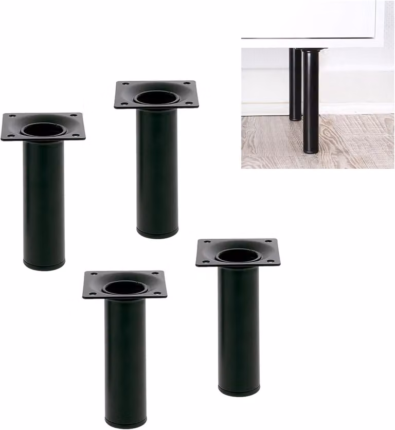 Set van 4 zwarte ronde stalen meubelpoten 30x350mm inclusief schroeven