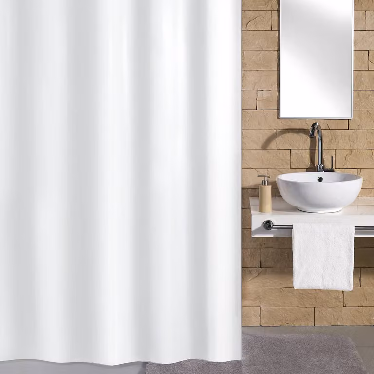 home24 Douchegordijn Rica Wit Polyester B: 180 cm, H: 200 cm