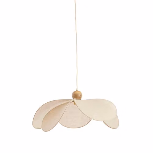 Light & Living Scandinavische hanglamp Lavriria - Beige/Hout - B: 60 cm, D: 60 cm, H: 30 cm