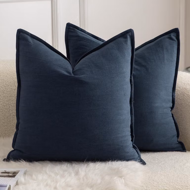 Set van 2 neutrale katoenen kussenhoezen 40x40 cm effen decoratieve kussens in boho stijl