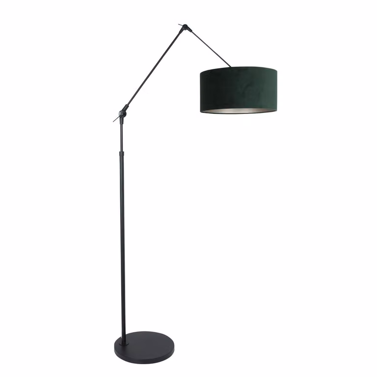Steinhauer Prestige Chic Vloer Leeslamp zwart met groene velours kap en hoogteverstelling