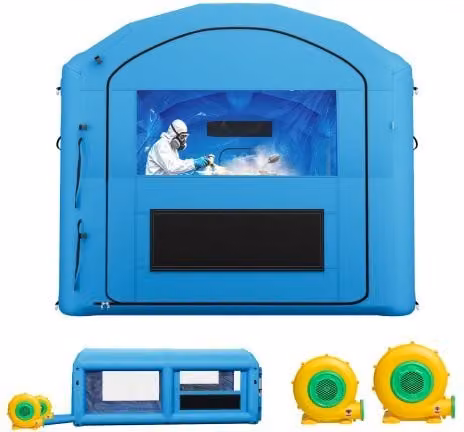 VEVOR Opblaasbare Spuitcabine Blauw, met 550W & 750W Blowers en Actieve Koolstoffiltratie, B/D/H: 6 x 3 x 2,5 m