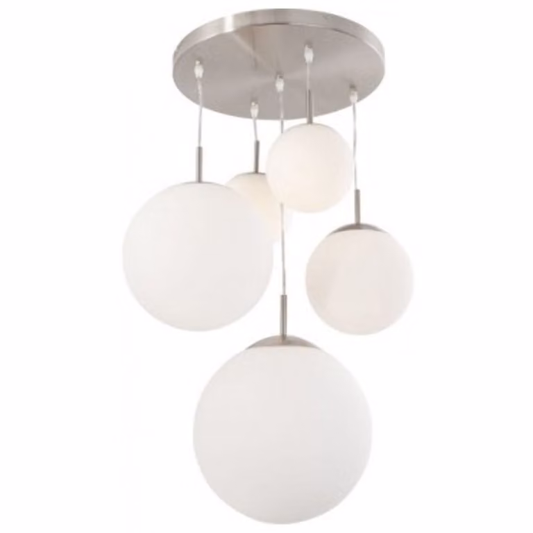 Steinhauer Bollique dimbare hanglamp met glazen bol in wit, grijs en zilver, Ø 60 cm