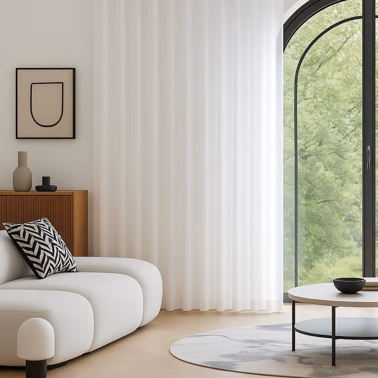 Maroyathome OLIVIA Vitrage Gordijn - Wit - Linnen Look - Transparant - 150 x 260 cm