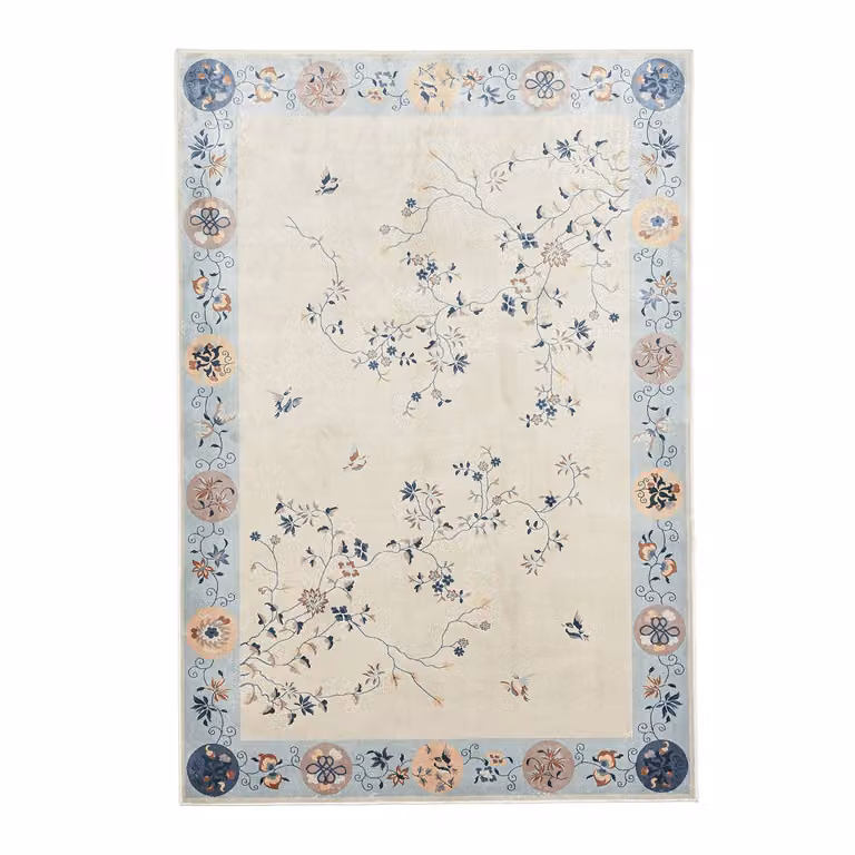 home24 Laagpolig vloerkleed Cherina, meerkleurig blauw/lichtgrijs, 100% viscose, B: 50 cm, L: 80 cm