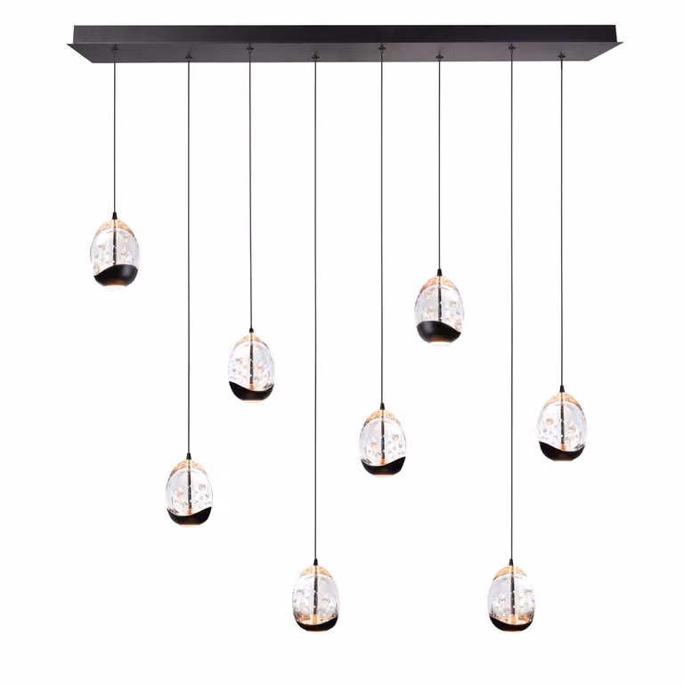 Highlight Hanglamp Clear Egg 8-lichts zwart en transparant L 115 x B 18 cm