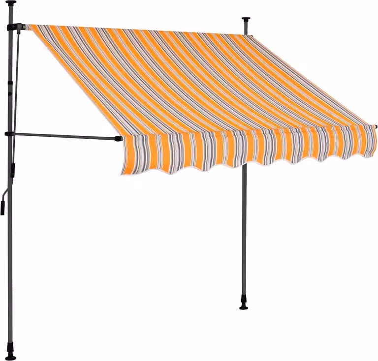 vidaXL Uitschuifbaar zonnescherm met LED-verlichting, geel en blauw, 150 cm