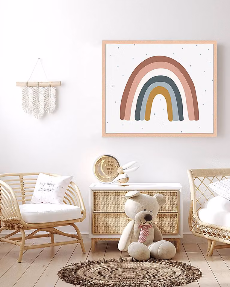 home24 Afbeelding Pastel Colors Rainbow Abstracte Wanddecoratie Multicolour 53 x 63 cm