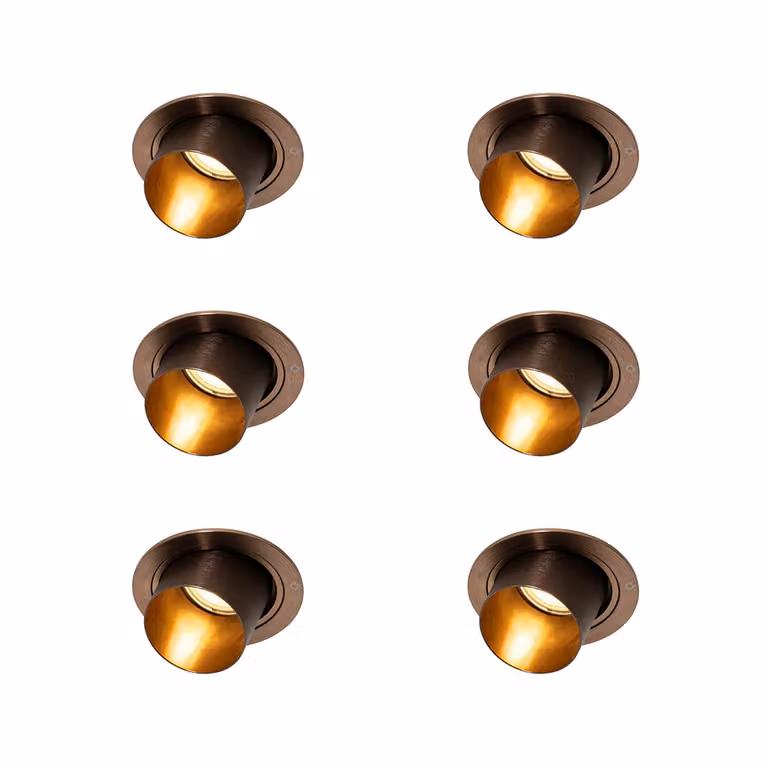 Qazqa Set van 6 Moderne Ronde Inbouwspots in Donkerbrons - Kantelbaar en Accentverlichting