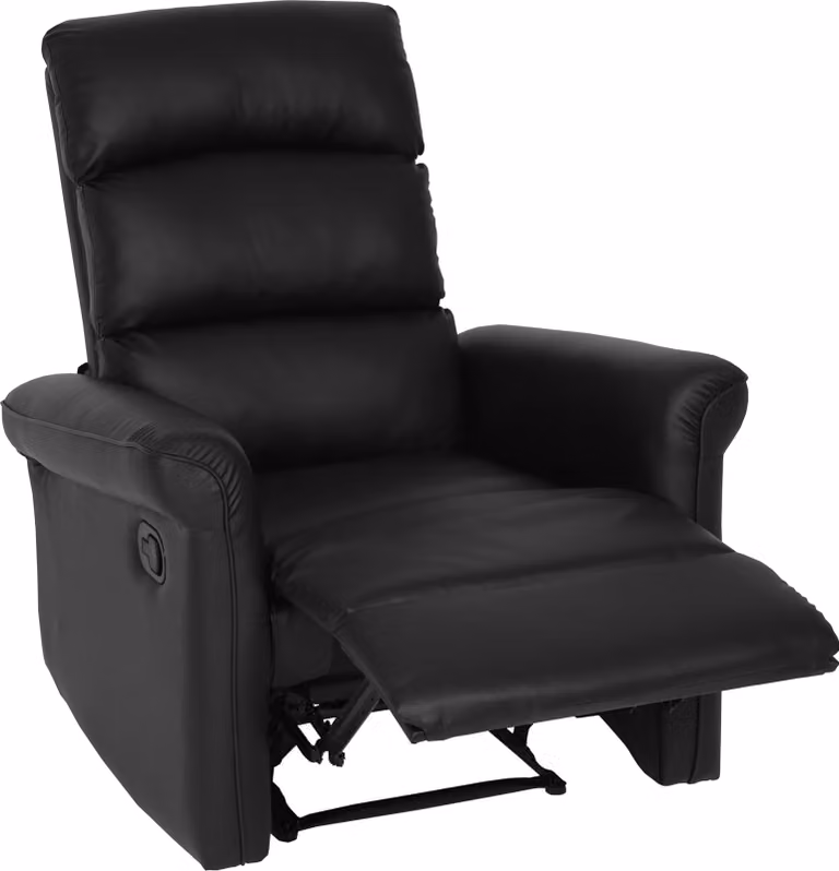 Mendler Tv-fauteuil HWC-J96, moderne relaxfauteuil met verstelbare ligfunctie, zwart kunstleer