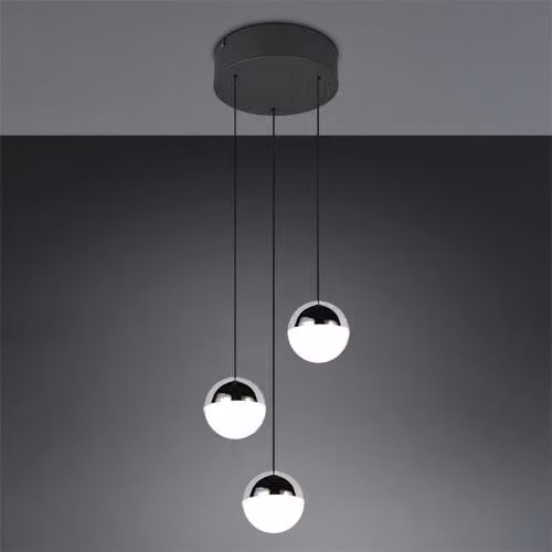 Trio Senta 3-lichts hanglamp rond chroom/zilver met LED-module Ø 25 cm