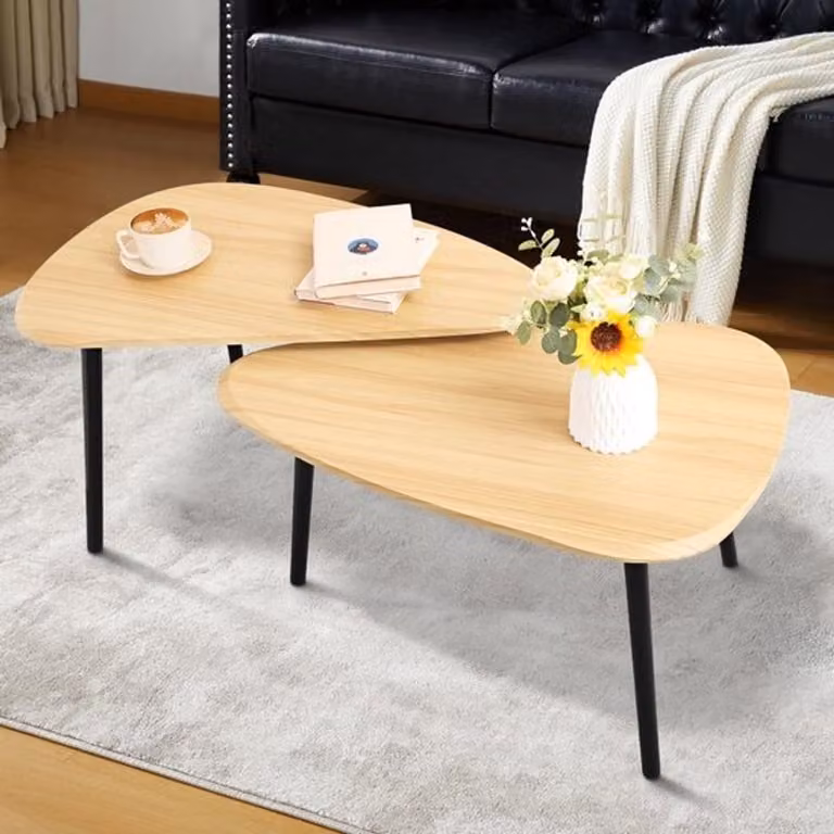 Set van 2 driehoekige nestelbare salontafels voor de woonkamer en slaapkamer
