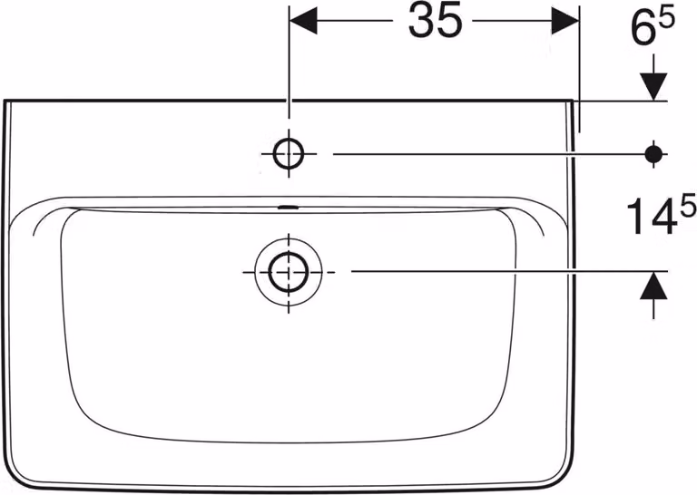 Geberit Renova Plan wastafel met kraangat, wit, B: 70 cm, D: 48 cm