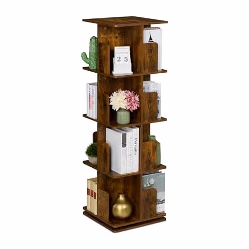 Relaxdays Boekenkast Industrieel met 4 Etages, Bruin, H 125,5 x B 39 x D 39 cm