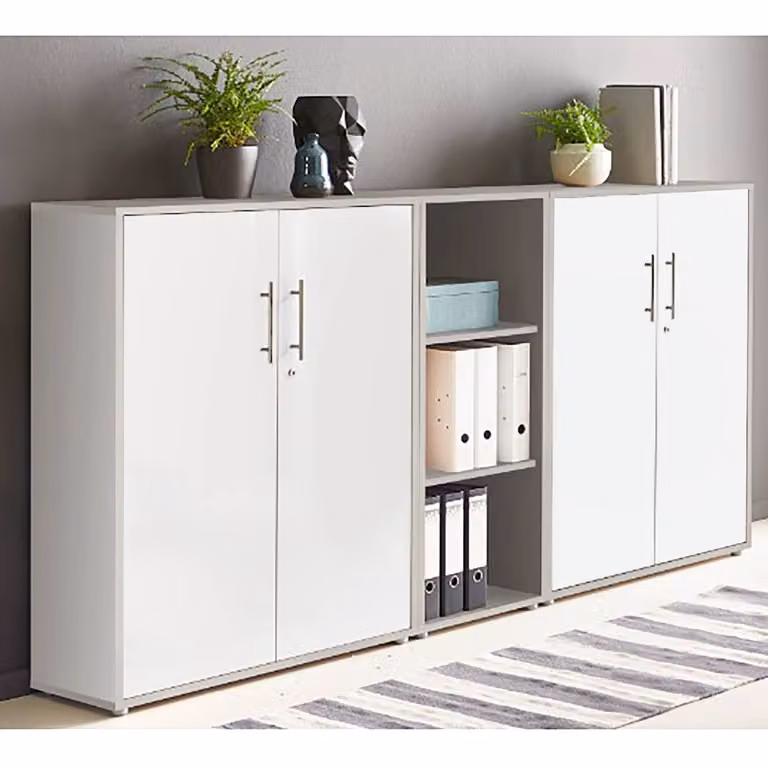 home24 Kastenset 3-delig grijs/lichtgrijs/mat wit 114 cm