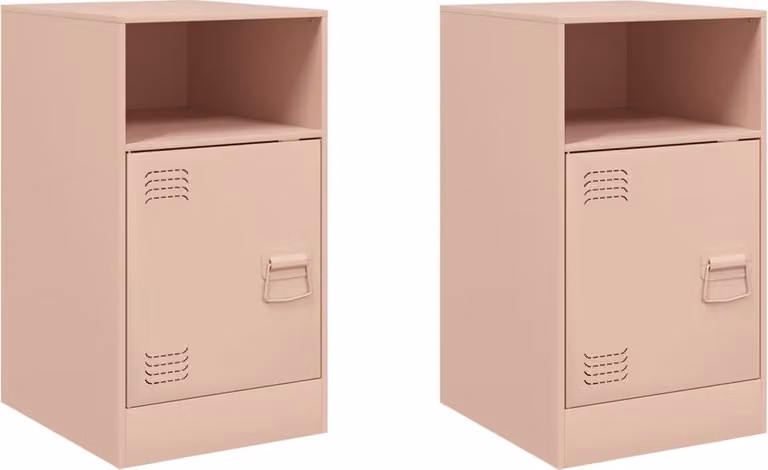 vidaXL Nachtkastjes 2 stuks - Staal - Roze - B/D/H: 34,5 x 39 x 62 cm