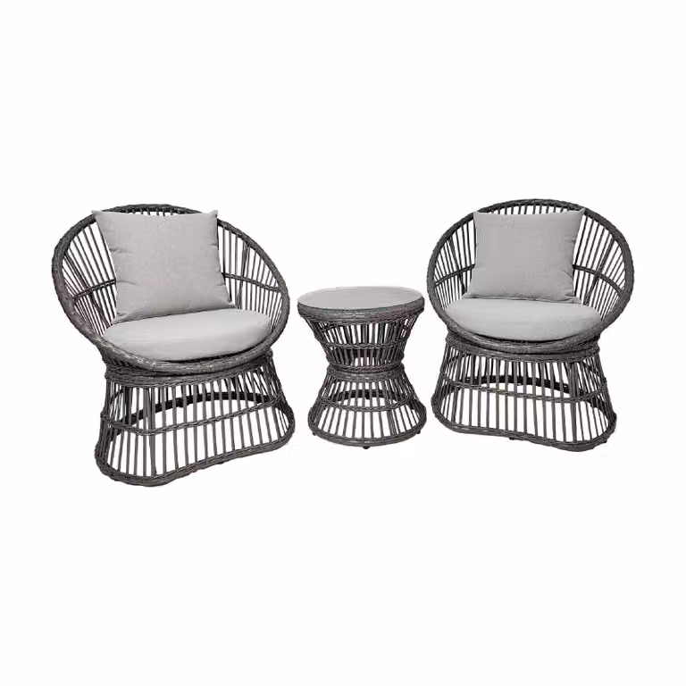 Nest of Nora Loungeset voor tuin en terras - Rotan met grijze kussens