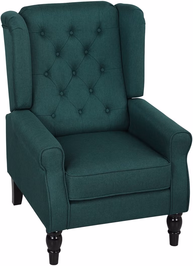 Elegante lounge oorfauteuil met dik voering en afneembare hoes, donkergroen, B/D/H: 74 x 86 x 102 cm