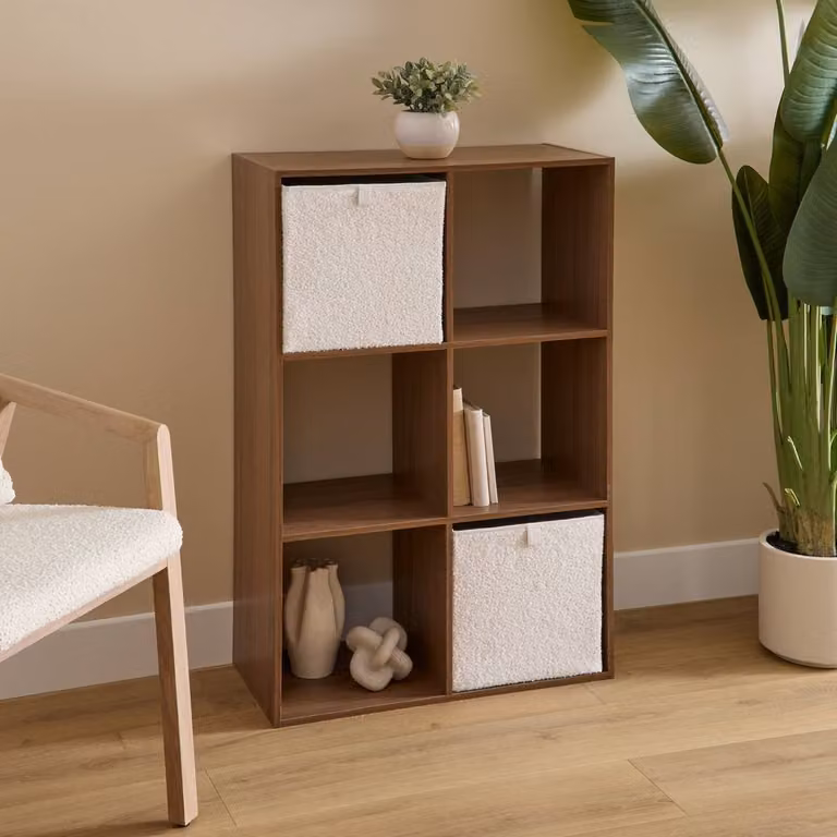 5Five Boekenrek met 6 vakken - Bruin - B/D/H: 68 x 32 x 101 cm