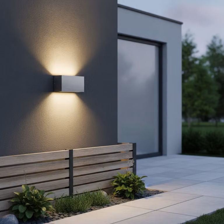 Artdelight Wandlamp Box Up Down in Mat Chroom en Aluminium voor Tuin of Badkamer
