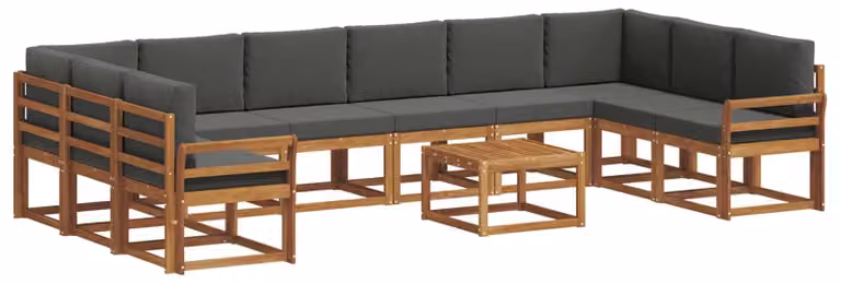 vidaXL Tuinset met 11 delen, modern design, natuurlijke en antraciet kleur