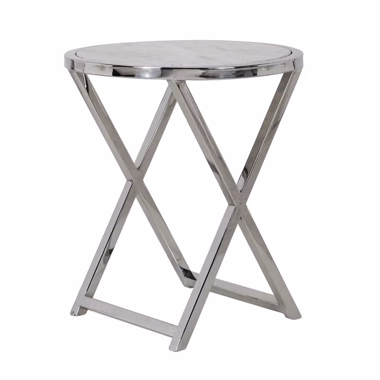 Richmond Interiors Bijzettafel Cameron met wit marmeren top en rond blad