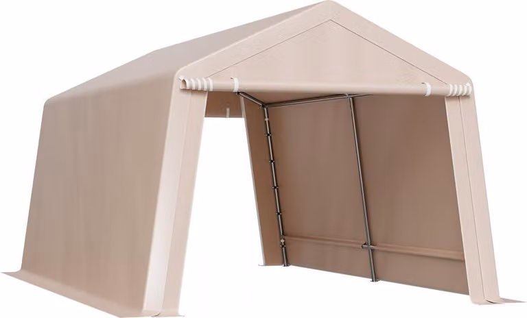 VEVOR Carport Buitenopslag met 2 deuren, Waterdichte Draagbare Schuur, 10x15 voet