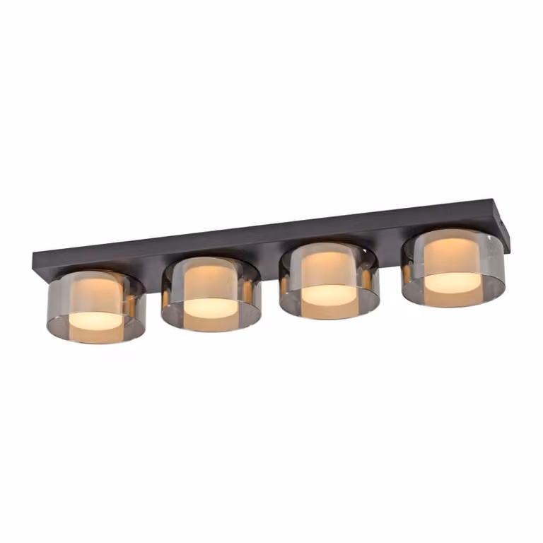 Paul Neuhaus Rika Zwarte Plafondlamp met 4 Glazen Cilinders