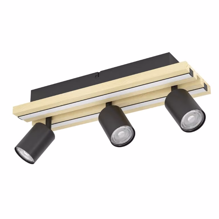 Stars of Light Gesteira Plafondlamp 3-lichts zwart met hout