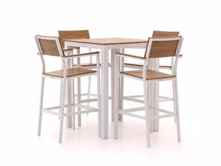Kees Smit Barset Bellagio Tuinset voor 4 personen - Wit - Polywood en Aluminium