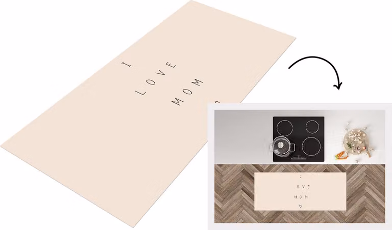 Keukenloper van vinyl met I Love Mom quote - 120 x 50 cm