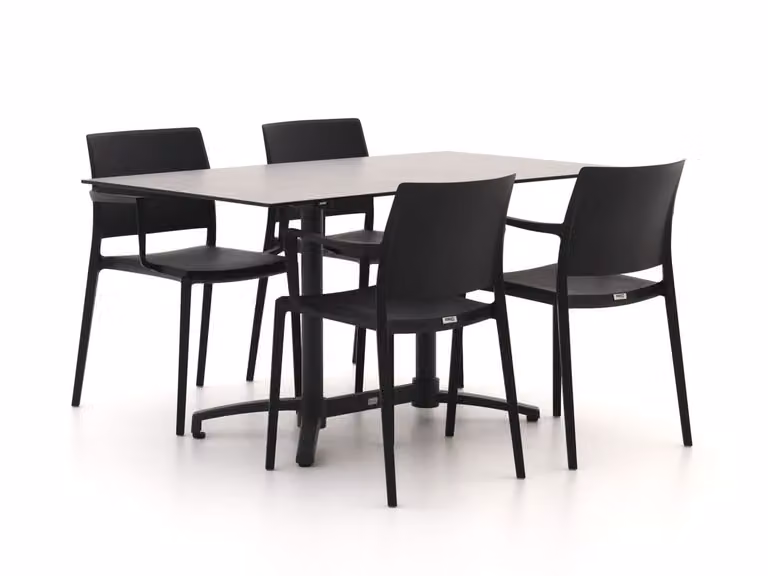 Forza Furniture Diningset Forza voor 4 personen, zwart, aluminium en kunststof