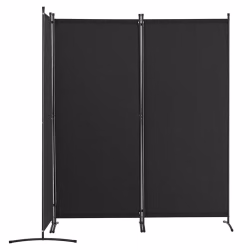 VEVOR 3-delige opvouwbare scheidingswand zwart, vrijstaande roomdivider voor kantoor en slaapkamer, B/D/H: 228 x 52 x 184 cm