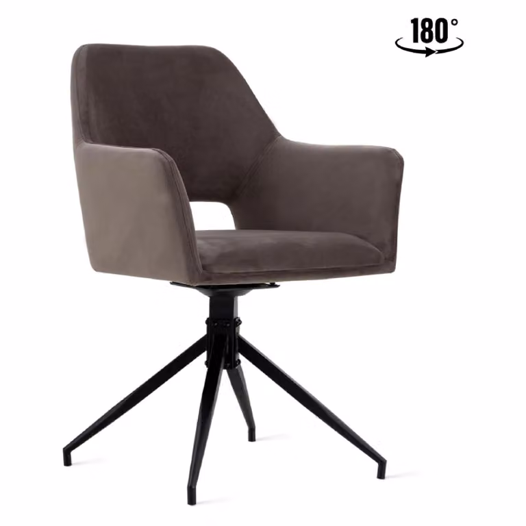 Set van 2 Nest of Nora Draaibare eetkamerstoelen met armleuningen Savi - Velvet - Grijs