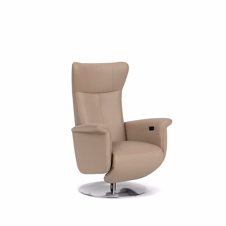 Prominent E-chair Relax Recliner met Armleuningen - Bruin/Beige - Leer