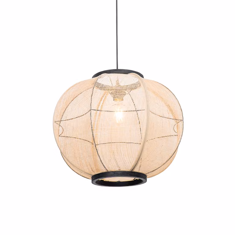 Qazqa Oosterse hanglamp bruin stof en metaal, Dimbaar en hoogte verstelbaar, Diameter: 48 cm