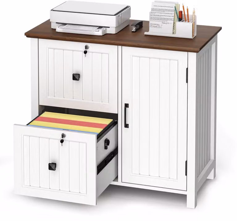 CINK & Co Archiefkast Wit met 2 Lades en Afsluitbare Deur - 80 cm Breedte