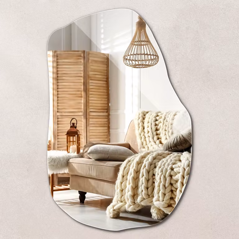 Wallfluent Organische Spiegel - Luxe Wandspiegel voor Badkamer, Toilet of Inloopkast - 100 x 65 cm