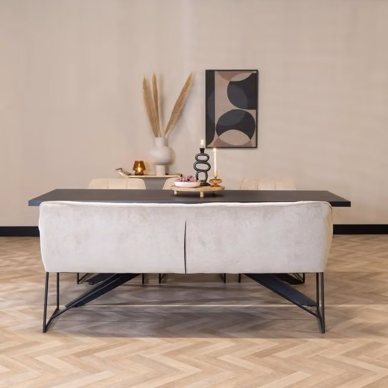 Scandinavische eetkamerbank Jelle beige 185 cm