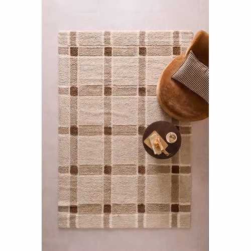 NOUS Living vloerkleed zand/donkerbruin geometrisch Scandinavisch B/D: 290 x 200 cm