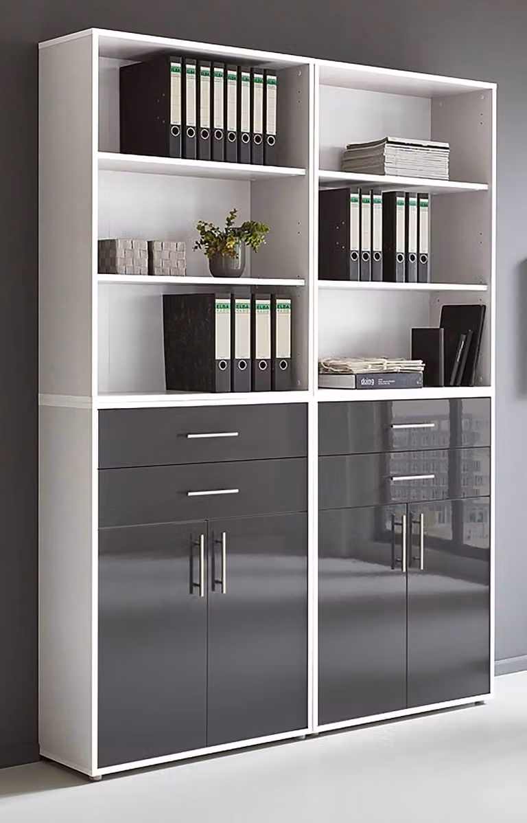 home24 Kastenset 4-delig set A, wit/antracietkleurig, B/D/H: 114 x 33 x 85 cm