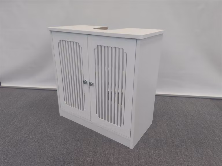 MODENUIT Wastafelonderkast met dubbele lamellendeuren voor de badkamer, Wit, B/D/H: 60 x 30 x 60 cm
