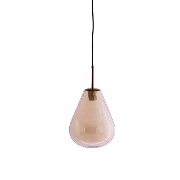 Light & Living Leona Hanglamp - Amber Glas en Brons - Rond - Ø 25 cm