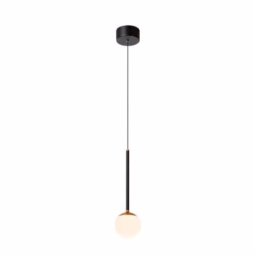 Lucide Calina Hanglamp met witte bol en dimbare LED-module - Zwart - Ø 9,9 cm