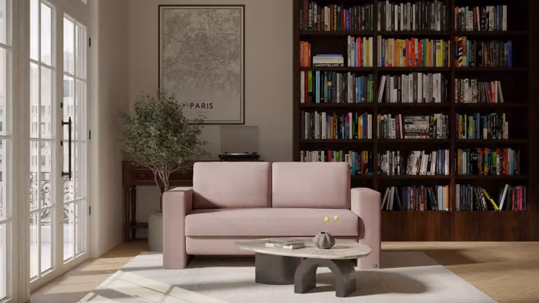 Kubus BRUNO slaapbank met boxspringcomfort in Pink Blush roze, 140 cm